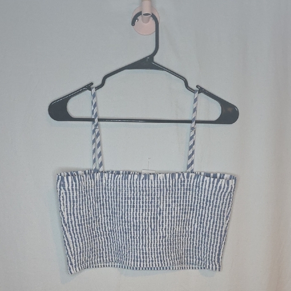 LOFT Navy and White Striped Crop Top - Picture 2 of 6